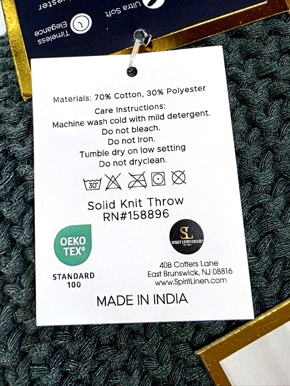 Hotel Suites Collection Emerald Cotton Knit Throw Blanket 50x60 New - Picture 6 of 6